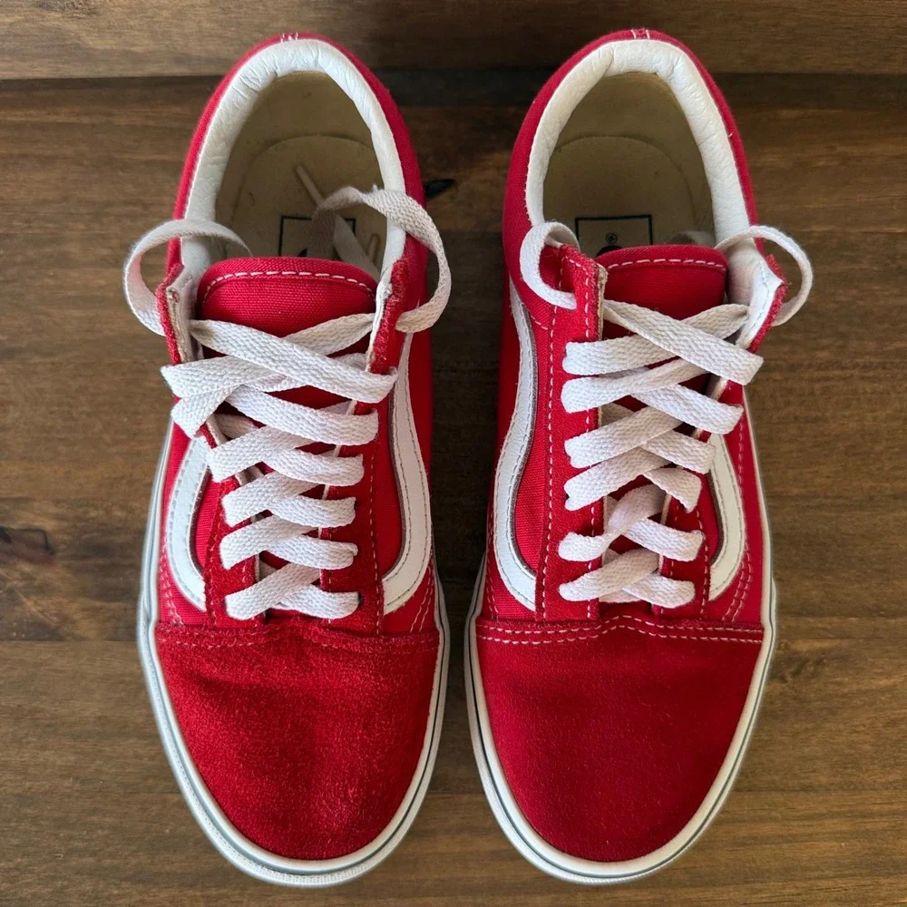 Vans Old Skool Red White Canvas Sneakers Men's 4 Women's 5.5